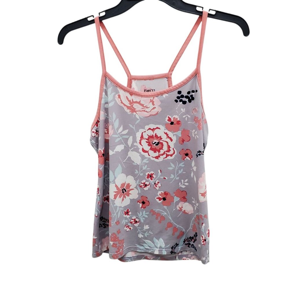 Born Børn Women's Gray Pink Floral Print Stretch Camisole Tank‎ Top Size M